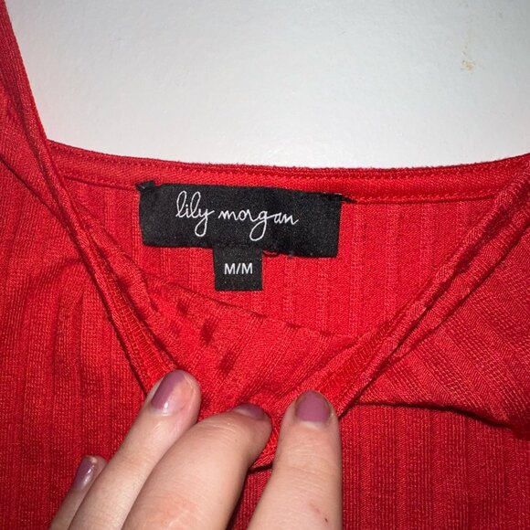 Size M Lily Morgan Red Ribbed Tank Size M - Picture 2 of 2